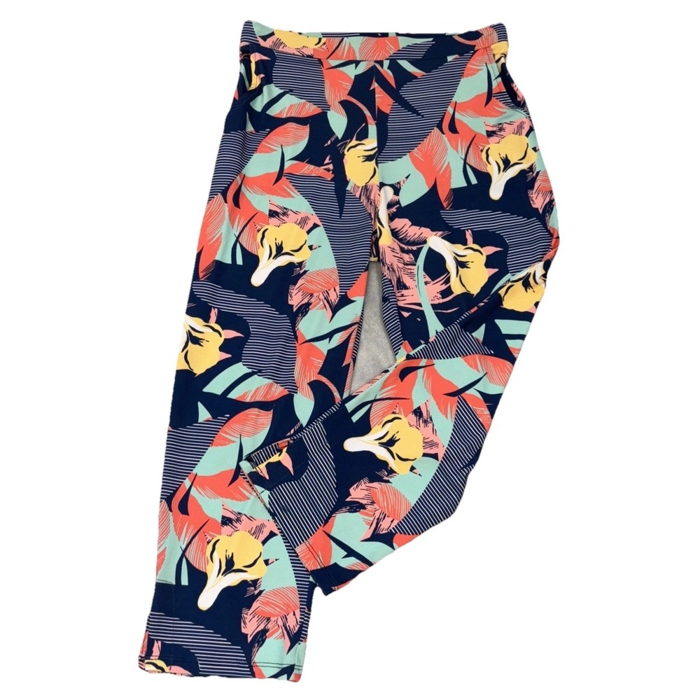 NEW By JJ Floral Leggings Women's Small Blue Multi‎ Athliesure Active Pockets